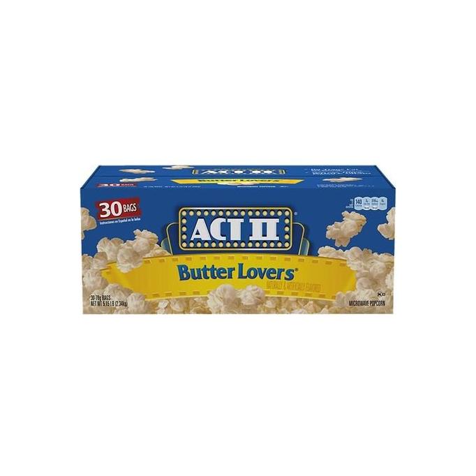 Act Ii Butter Lovers Microwave Popcorn 3oz 30 Bags - Whlsome - POPCORN