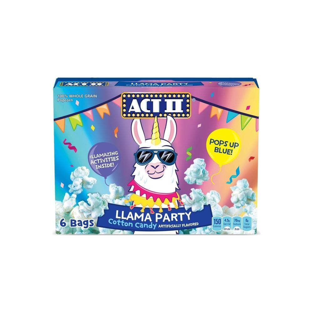 ACT II Llama Party Cotton Candy Flavored Microwave Popcorn 165 Ounce Pack of 6 - Whlsome - Popcorn