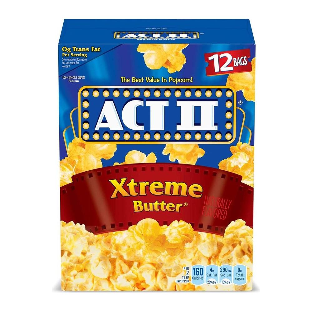 ACT II Xtreme Butter Popcorn, 2.75 Oz, 12 Ct - Whlsome - Popcorn