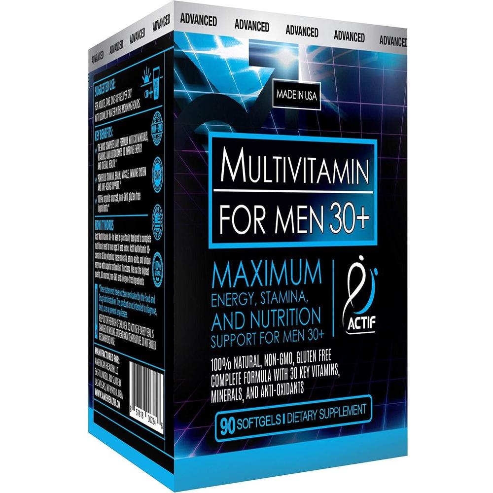 ACTIF Organic Multivitamin for Men Age 30+ with 30 Organic Vitamins and Organic Herbs, Non - GMO, Made in USA, 90 Count - Whlsome - Vitamins & Supplements