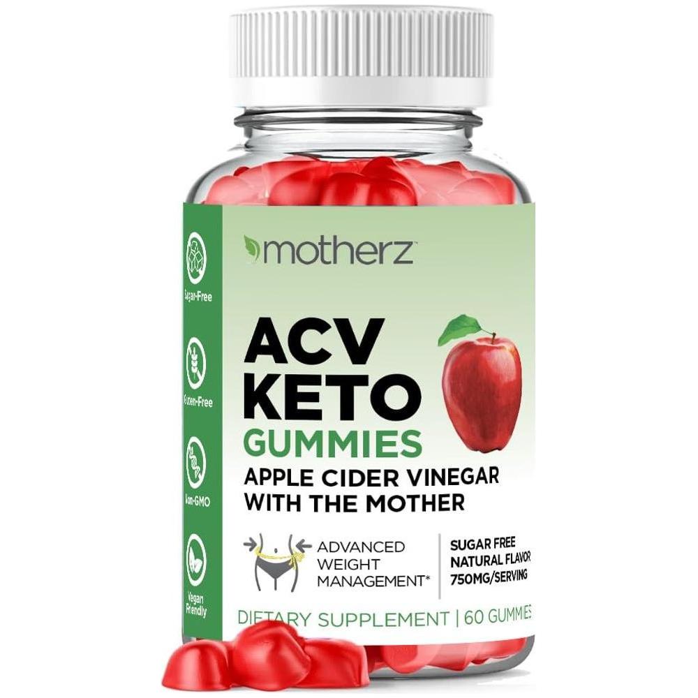 ACV Keto Gummies with Apple Cider Vinegar (with The Mother) - Sugar Free Keto ACV Gummies for Weight Management Cleanse &amp; Detox - Natural Apple Flavor - Non - GMO - Gluten - Free - Vegan - Whlsome - Detox &amp; Cleanse