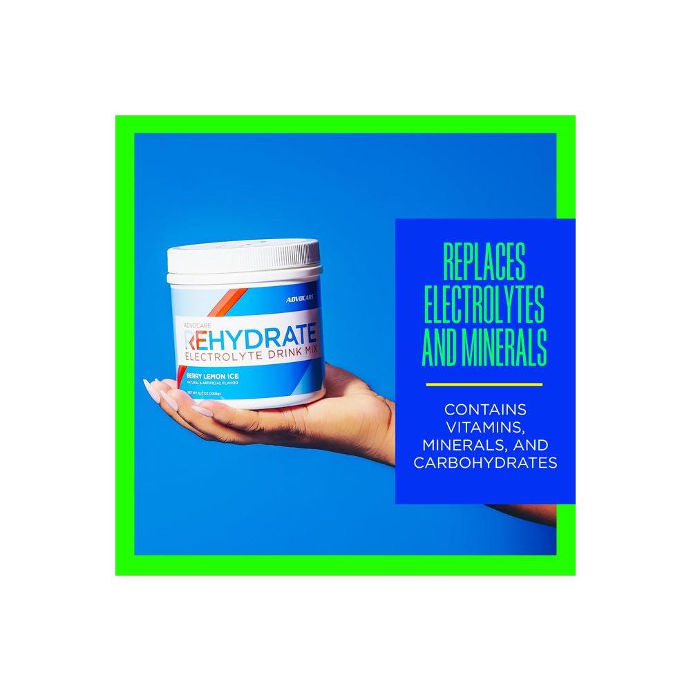 AdvoCare Rehydrate Electrolyte Drink Mix Electrolytes Powder Powder Drink Mix Essential Amino Acids Supplement Powdered Drink Mix for Water Berry Lemon Ice 127 oz - Whlsome - Unsorted