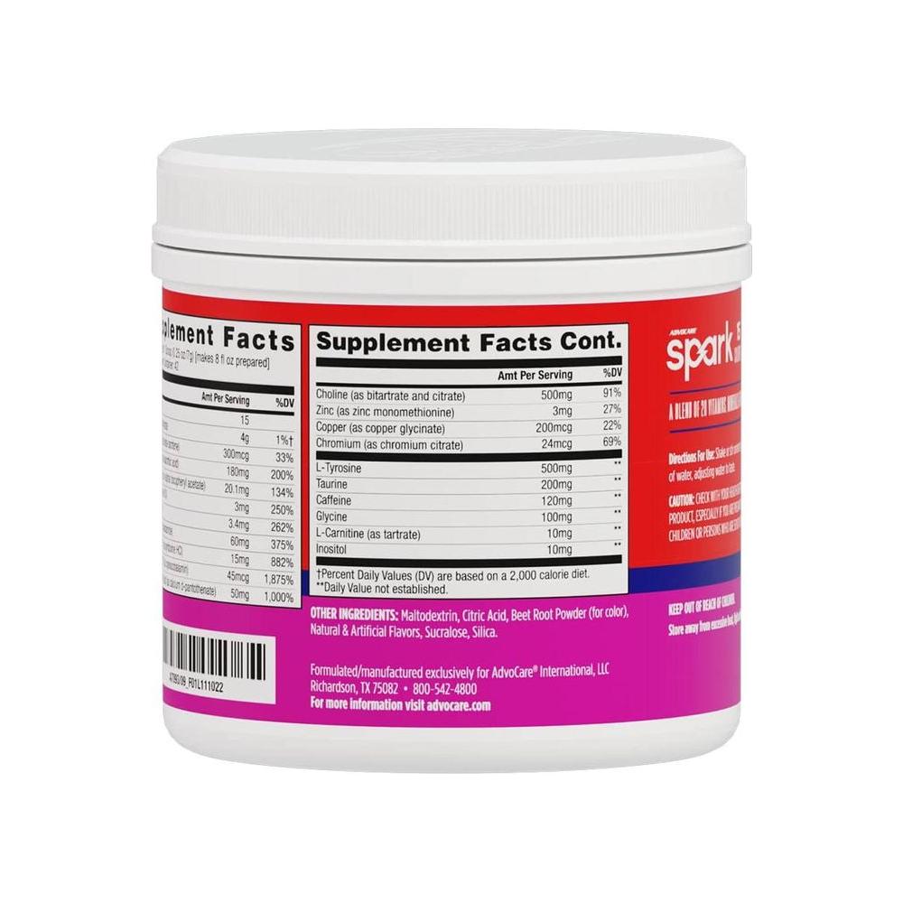 AdvoCare Spark Vitamin &amp; Amino Acid Supplement - Focus &amp; Energy Supplement Mix - Powdered Energy Supplement Mix - Powder Supplement Mix - Amino Acids - Fruit Punch - 10.5 oz - Whlsome - Sports Nutrition