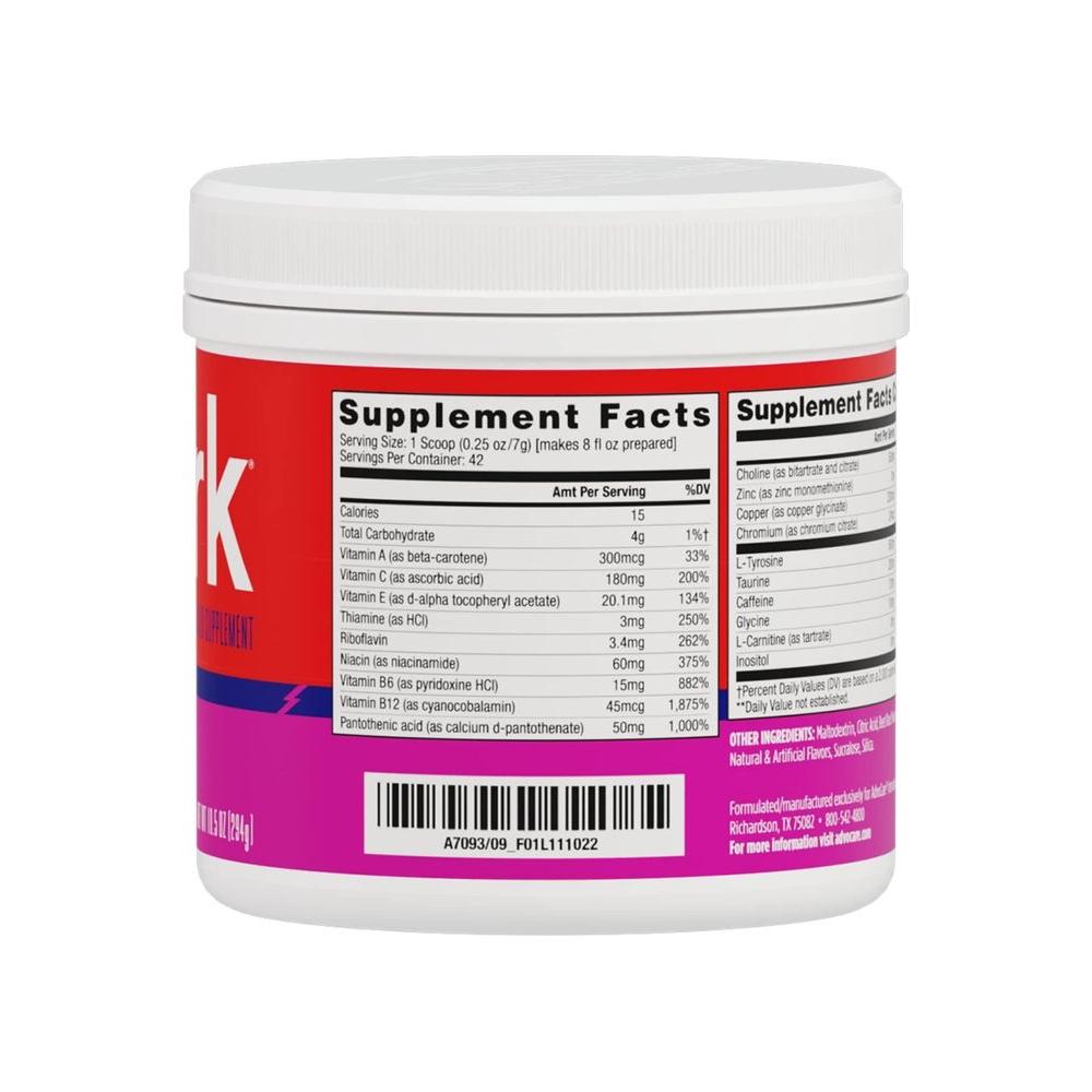 AdvoCare Spark Vitamin &amp; Amino Acid Supplement - Focus &amp; Energy Supplement Mix - Powdered Energy Supplement Mix - Powder Supplement Mix - Amino Acids - Fruit Punch - 10.5 oz - Whlsome - Sports Nutrition