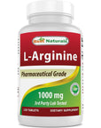 (New Improved Formula) Best Naturals L - Arginine 1000 mg 120 Tablets - Pharmaceutical Grade L Arginine Supplement Promotes Nitric Oxide Synthesis - Whlsome - L Arginine