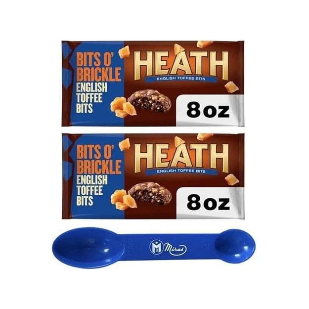 (Pack of 2) Heath Bits O'Brickle English Toffee Bits Baking Ingredients Toppings (Miras Trademark 2 - in - 1 Measuring Spoon Included!) - Whlsome - Baking Products