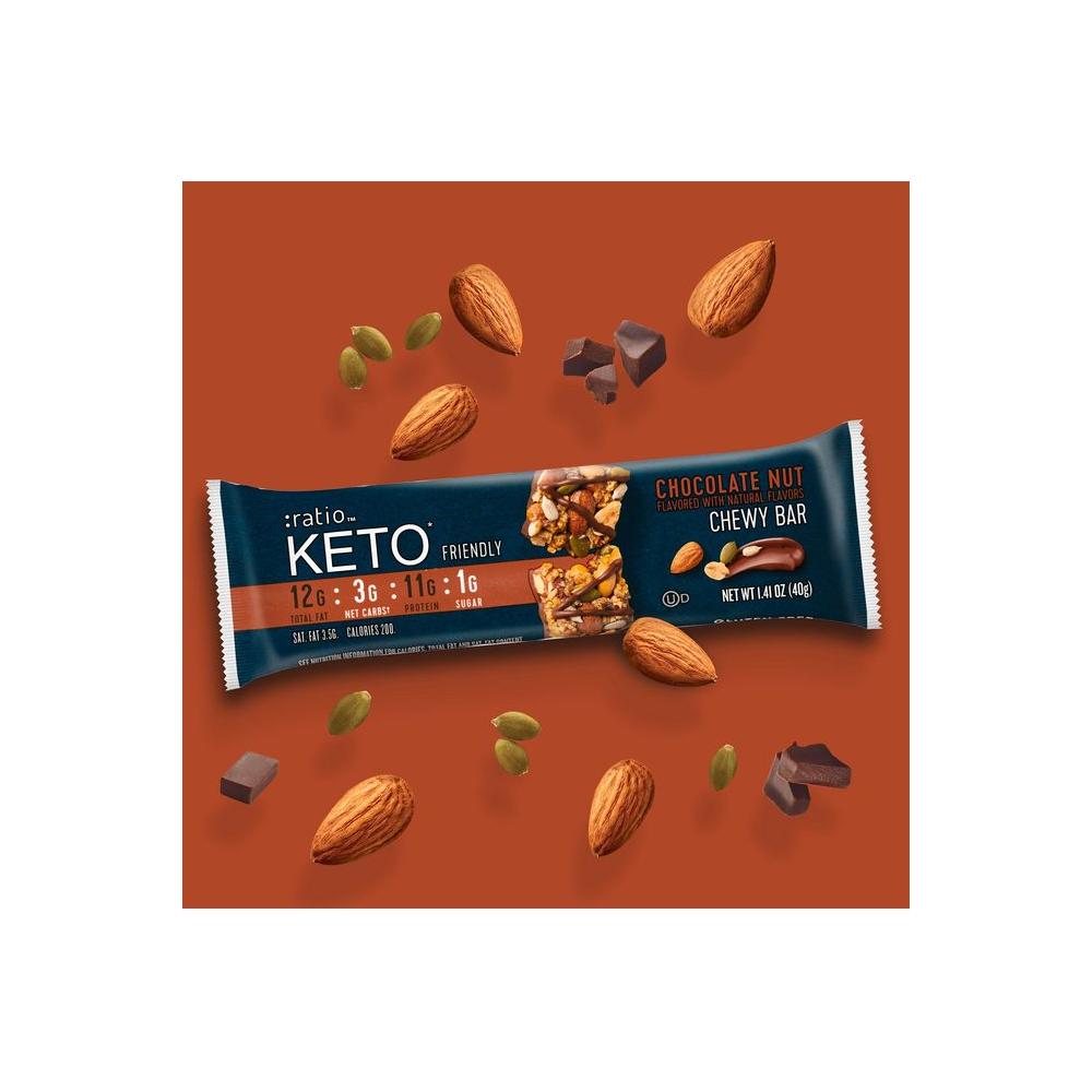 :ratio KETO Friendly Chewy Protein Bars, Chocolate Nut, Gluten Free Snack, 4 ct - Whlsome - Cereal