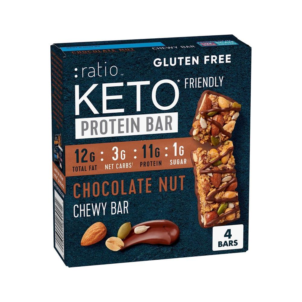 :ratio KETO Friendly Chewy Protein Bars, Chocolate Nut, Gluten Free Snack, 4 ct - Whlsome - Cereal