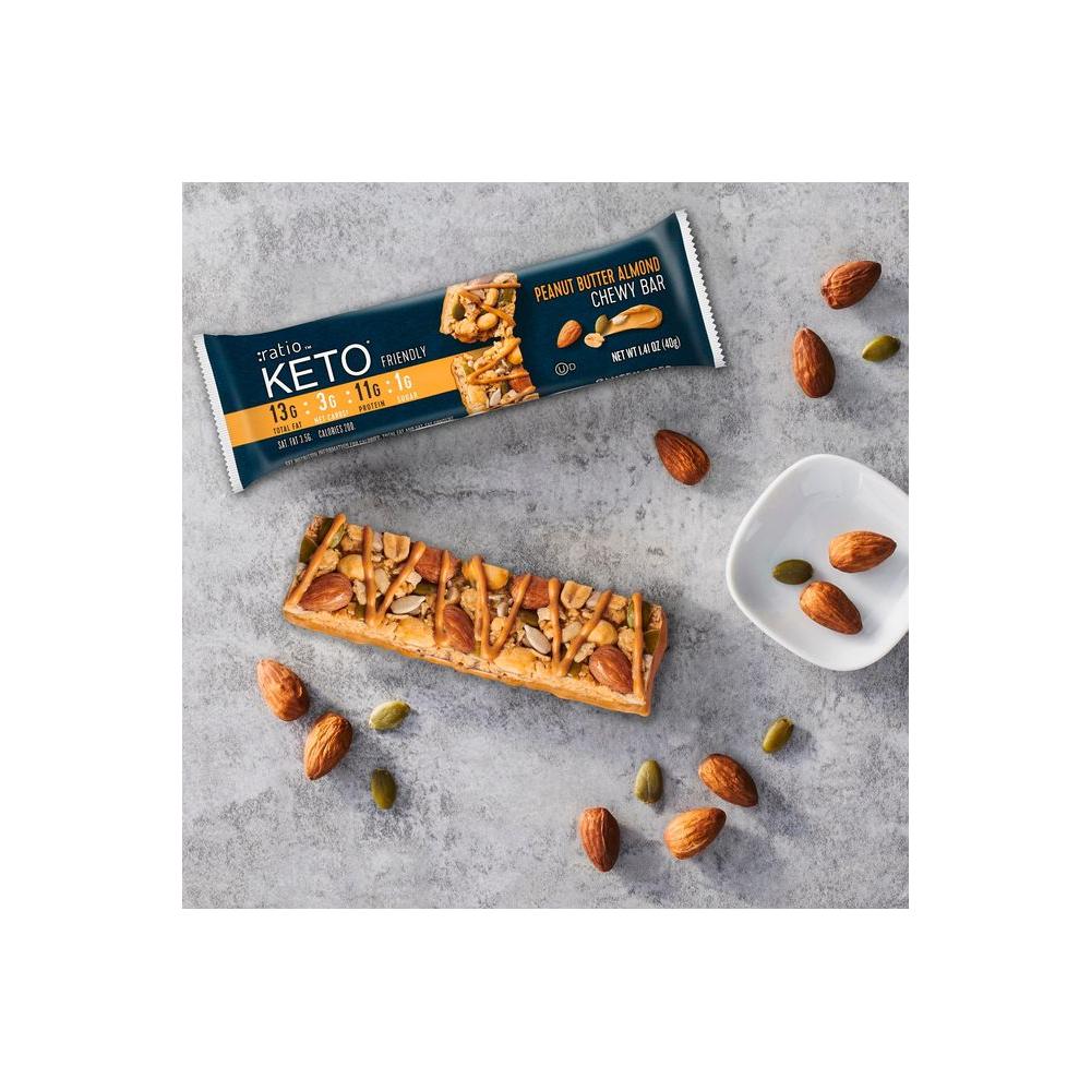 :ratio KETO Friendly Chewy Protein Bars, Peanut Butter Almond, Gluten Free Snack, 4 ct - Whlsome - Nuts & Seed Butter