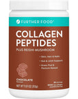 Further Food Chocolate Collagen Peptides Powder, Grass-Fed Pasture-Raised Hydrolyzed Type 1 & 3 Protein, Gut Health + Joint, Hair, Skin, Nails, Paleo Keto Sugar-Free (28 Servings)