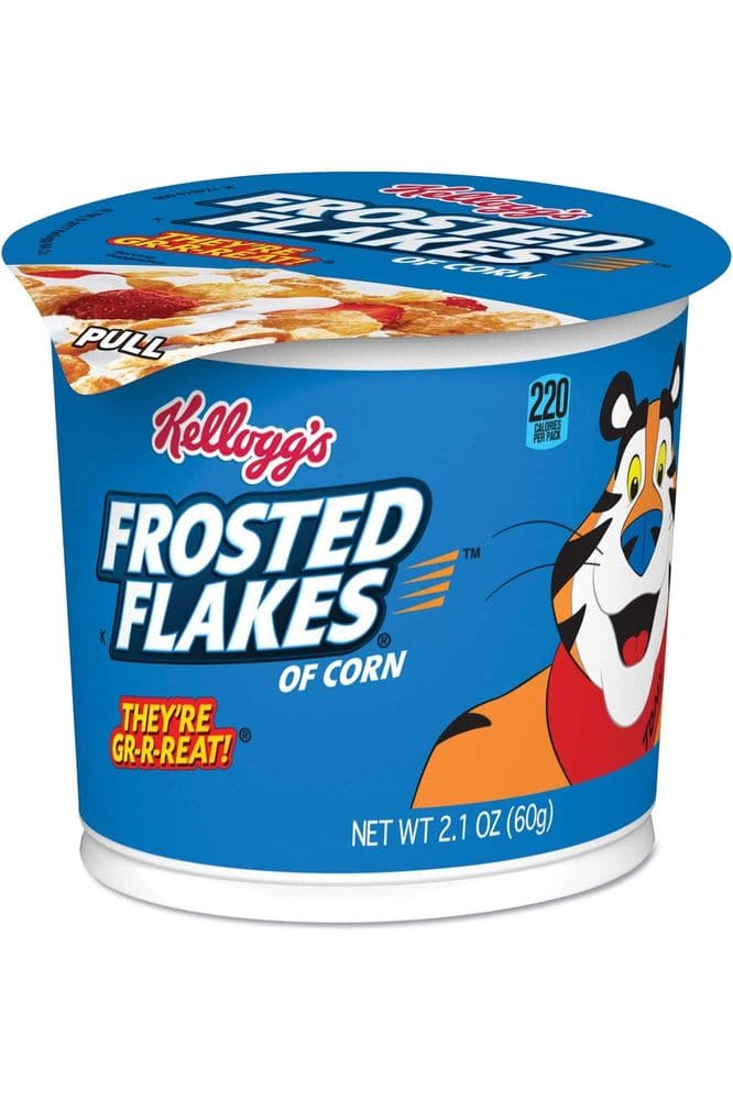 Kellogg&#39;s Frosted Flakes Breakfast Cereal, 2.1 oz. Single-Serve Cup, 6 Cups/Box